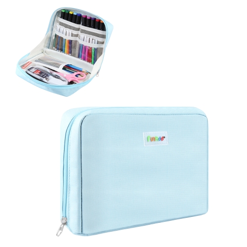 FunAdd Large-capacity Pencil Case Storage Organizer Ant ClothCosmetic Bag, Size: 230 x 170 x 75mm (Light Blue) hydraulic punching oval hole dies in various sizes for mhp 20 electric hydraulic puncher catering to different punching needs