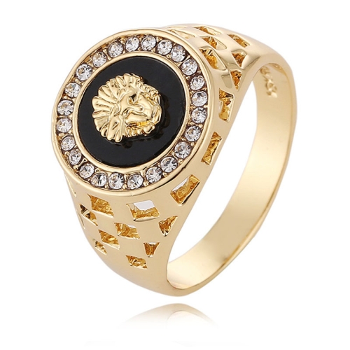 

Hip Hop 18K Gold Plated Lion Head Rhinestone Ring for Men, US Size: 10, Inner Diameter: 20mm, Perimeter: 62mm(Gold)