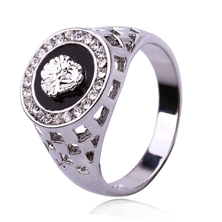 

Hip Hop Platinum Plated Lion Head Rhinestone Ring for Men, US Size: 10, Inner Diameter: 20mm, Perimeter: 62mm(Silver)