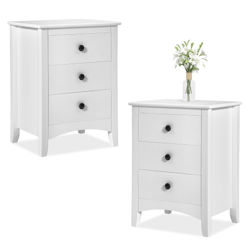 

[EU Warehouse] 2PCS Bedroom Bedside Table with 3 Drawers, Size: 45 x 36 x 61cm(White)