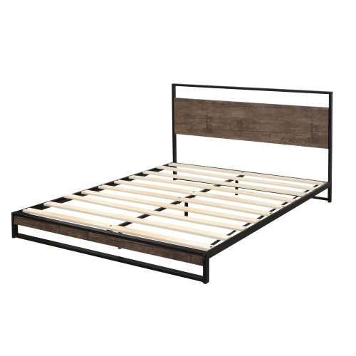 Eu Warehouse Queen Metal Bed Frame, Queen Metal Bed Frame With Wooden Slats