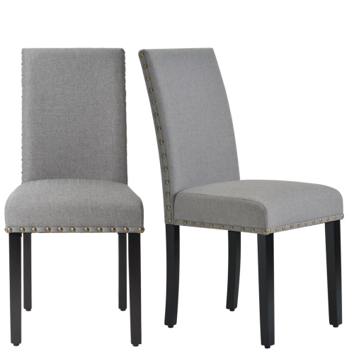 Uk Warehouse 2 Pcs Set Fabric Dining, High Back Grey Fabric Dining Chairs