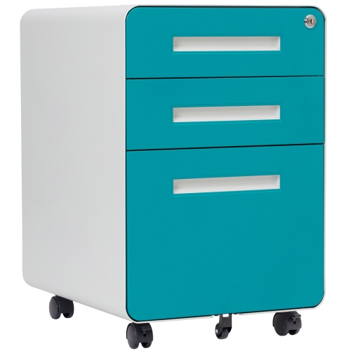 Mobile File Cabinet Storage with Wheel Anti-tilt Mechanism Casters and 3-Drawer 