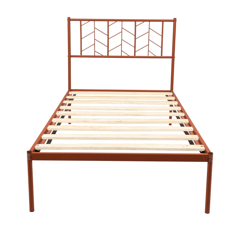[US Warehouse] Household Retro Twin Metal Bed Frame (Antique Copper)