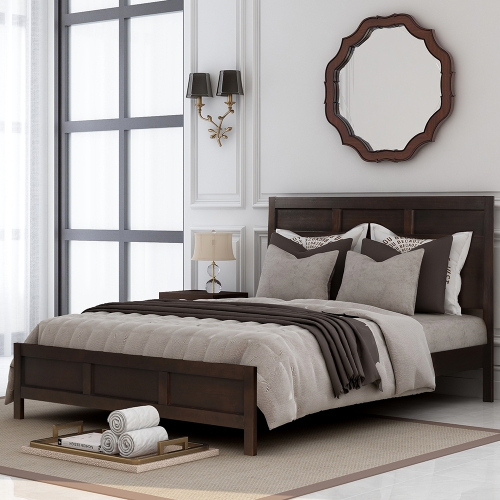 

[US Warehouse] Queen Size Solid Wood Double Bed(Brown)