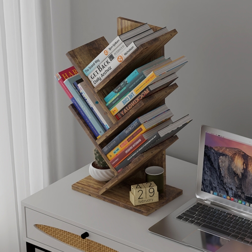 

[US Warehouse] 4-Tier Wooden Mini Tree Desktop Bookshelf, Size: 21.65x11.81x7.09 inch