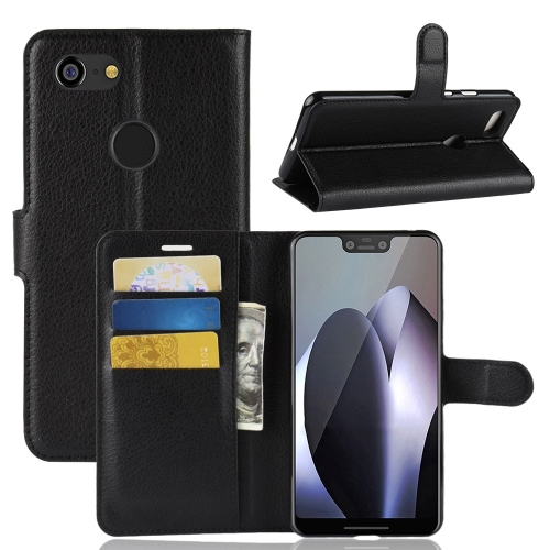 

Litchi Texture Horizontal Flip Leather Case for Google Pixel 3 XL, with Wallet & Holder & Card Slots (Black)