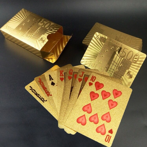 

Creative Frosted Golden 500 Euro Back Texture Plastic From Vegas to Macau Playing Cards Texas Poker Novelty Collection Gift