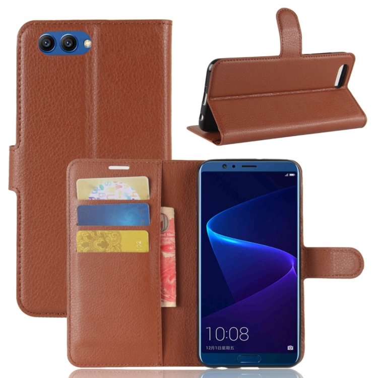 

For Huawei Honor View 10 Litchi Texture Horizontal Flip Leather Case with Holder & Card Slots & Wallet(Brown)