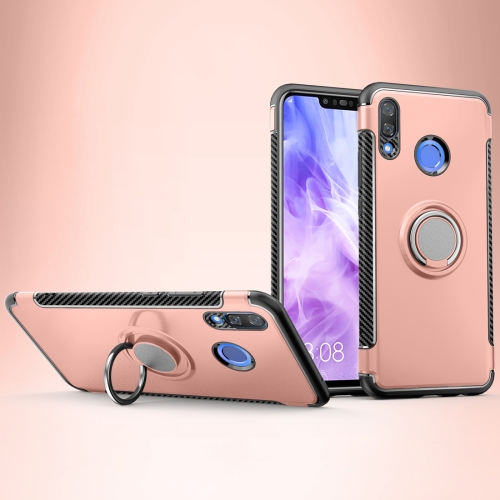 

Magnetic 360 Degree Rotation Ring Holder Armor Protective Case for Huawei Nova 3 (Rose Gold)