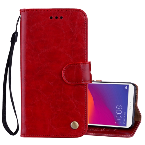 

Business Style Oil Wax Texture Horizontal Flip Leather Case for Huawei Honor 7C / Enjoy 8 / Y7 (2018) / Y7 Prime (2018) / Nova 2 Lite, with Holder & Card Slots & Wallet(Red)