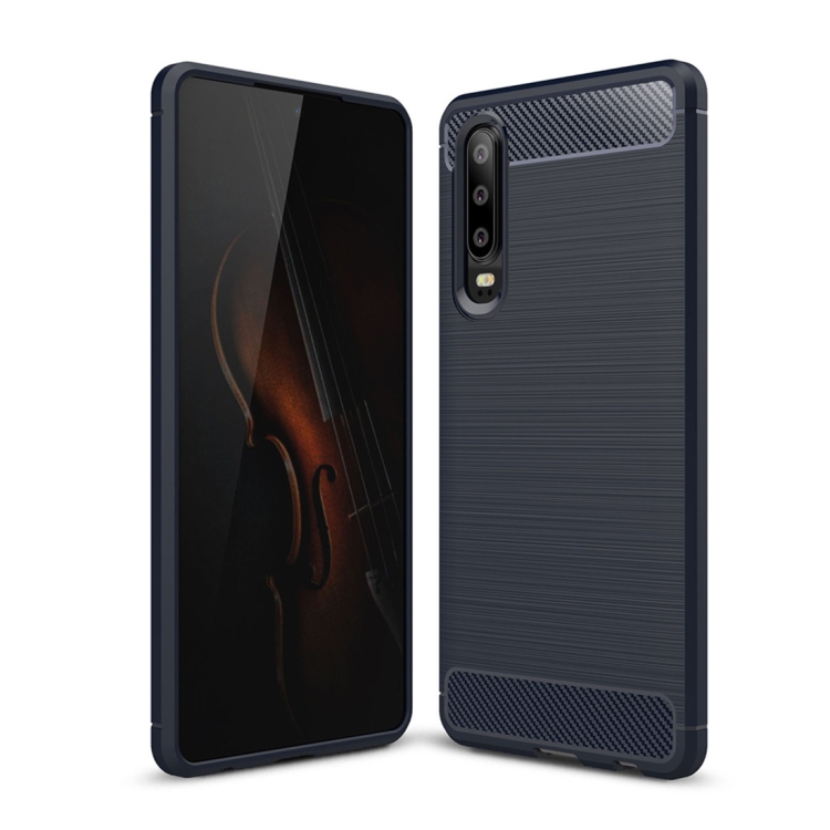 

Brushed Texture Carbon Fiber Shockproof TPU Case for Huawei P30 (Navy Blue)