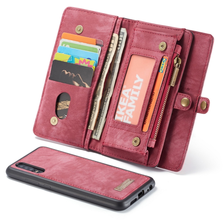 

CaseMe Detachable Multifunctional Horizontal Flip Leather Case for Huawei P30 Lite, with Card Slot & Holder & Zipper Wallet & Photo Frame(Red)