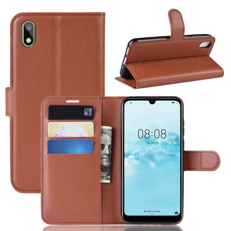 

Litchi Texture Horizontal Flip Leather Case for Huawei Y5 2019, with Wallet & Holder & Card Slots (Brown)