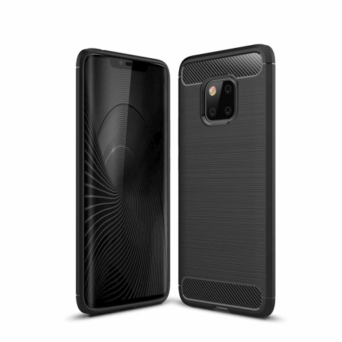 Brushed Texture Carbon Fiber Shockproof TPU Case for Huawei Mate 20 Pro (Black) for samsung galaxy m55 brushed texture carbon fiber tpu phone case red