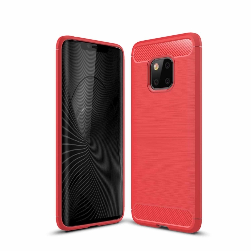 

Brushed Texture Carbon Fiber Shockproof TPU Case for Huawei Mate 20 Pro (Red)