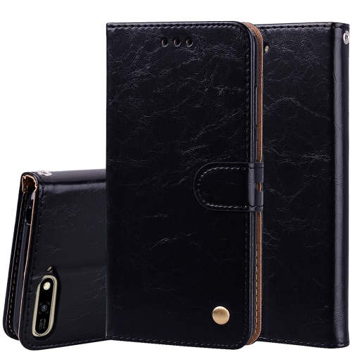 

Business Style Oil Wax Texture Horizontal Flip Leather Case for Huawei Y6 (2018), with Holder & Card Slots & Wallet (Black)