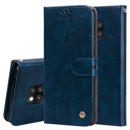 

Business Style Oil Wax Texture Horizontal Flip Leather Case for Huawei Mate 20 Pro, with Holder & Card Slots & Wallet (Blue)