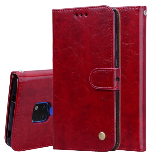 

Business Style Oil Wax Texture Horizontal Flip Leather Case for Huawei Mate 20, with Holder & Card Slots & Wallet (Red)