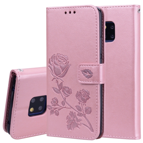 

Rose Embossed Horizontal Flip PU Leather Case for Huawei Mate 20 Pro, with Holder & Card Slots & Wallet (Rose Gold)