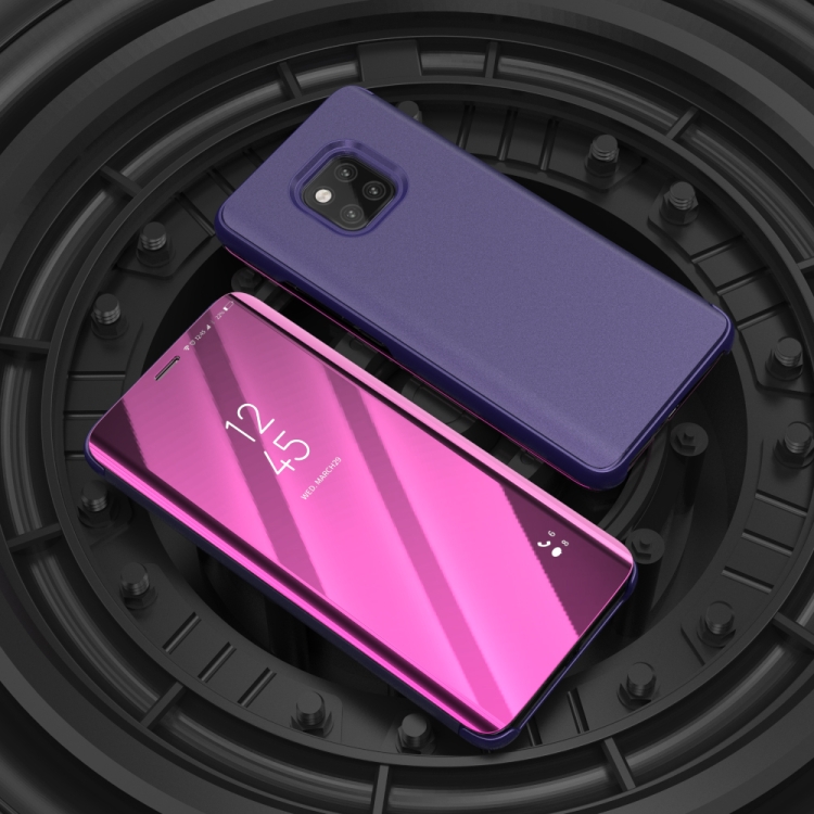 

Mirror Clear View Horizontal Flip PU Smart Leather Case for Huawei Mate 20 Pro, with Holder (Violet)