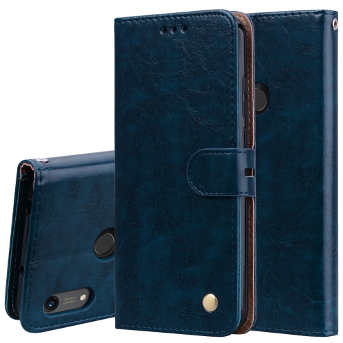

Business Style Oil Wax Texture Horizontal Flip Leather Case for Huawei Y6 (2019) / Honor 8A, with Holder & Card Slots & Wallet (Blue)