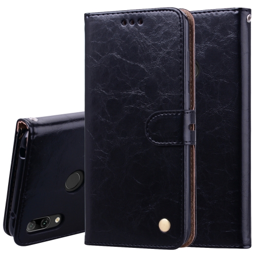 

Business Style Oil Wax Texture Horizontal Flip Leather Case for Huawei Y7 (2019), with Holder & Card Slots & Wallet (Black)