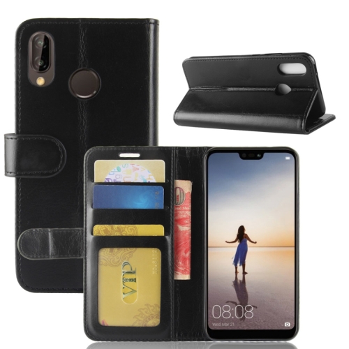 

For Huawei P20 Lite PU + TPU Crazy Horse Texture Horizontal Flip Leather Case with Wallet & Holder & Card Slots (Black)