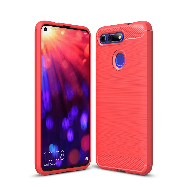

Brushed Texture Carbon Fiber Shockproof TPU Case for Huawei Honor View 20(Red)