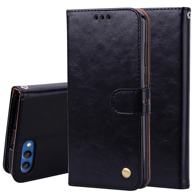 

Business Style Oil Wax Texture Horizontal Flip Leather Case for Huawei Honor 10, with Holder & Card Slots & Wallet(Black)