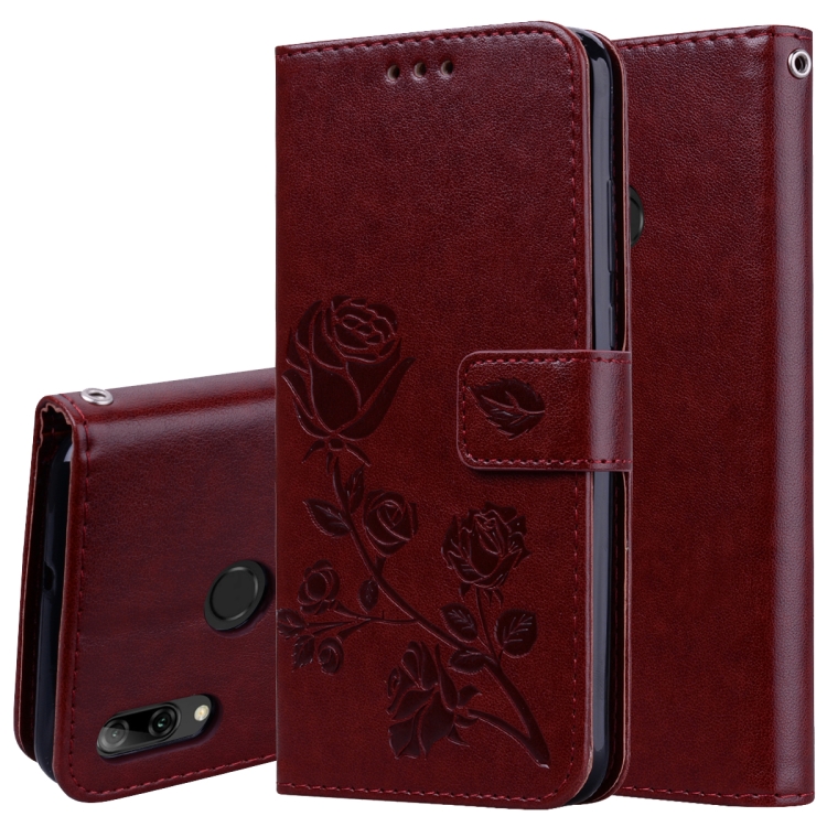 

Rose Embossed Horizontal Flip PU Leather Case for Huawei P Smart 2019, with Holder & Card Slots & Wallet(Brown)