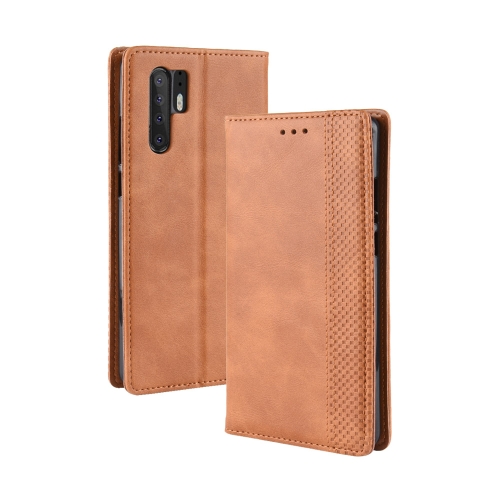 

Magnetic Buckle Retro Texture Horizontal Flip Leather Case for Huawei P30 Pro, with Holder & Card Slots & Wallet (Brown)