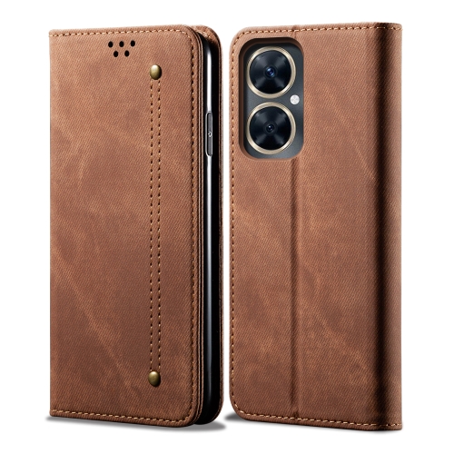 

Denim Texture Flip Leather Phone Case For Huawei Maimang 20 / Enjoy 60 Pro / nova 11i(Brown)