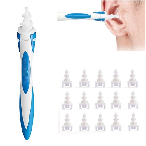 Ferramenta de remoção de cera do ouvido para limpador de ouvido de plástico inteligente com 15 peças de reposição