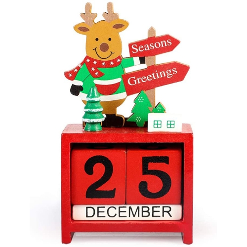 Santa Claus Moose Wooden Calendar Box