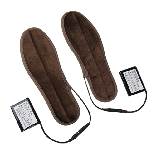 Lithium Battery Powered & recarregável aquecida Palmilhas pés continuam Pad Quente, Keep Warm 8-9 horas, tamanho: 41-42 jardas (Brown)