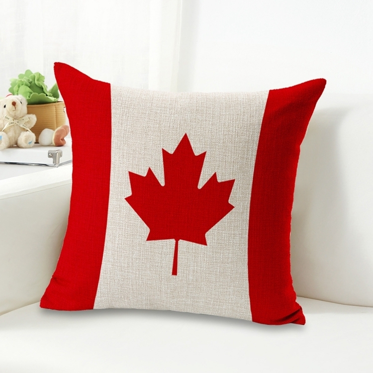 

Canada National Flag Pattern Cotton Linen Pillow Case, Interior Pillow Not Included, Size: 45*45cm