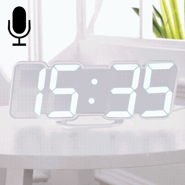 Modern 3D LED Sound Control Colorful Digital Alarm Clock Adjust