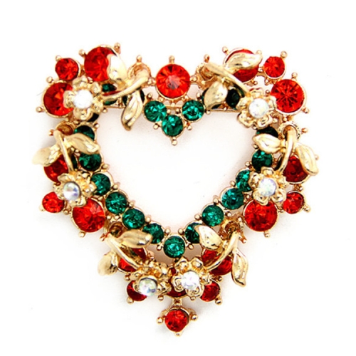 Multi-color Wreath Electroplating Crystal Brooch Pins