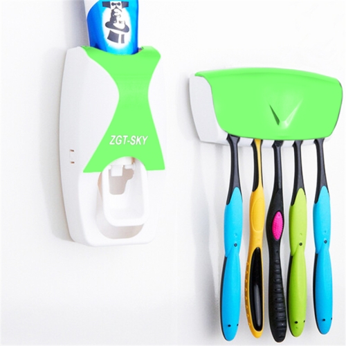 

Automatic Toothpaste Dispenser Set with 5 Toothbrush Holder (Green)