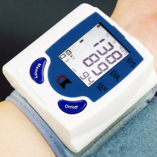 Monitor de pressão arterial de manguito de pulso totalmente automático, 90 conjuntos de memória