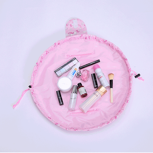 flamingo drawstring makeup bag