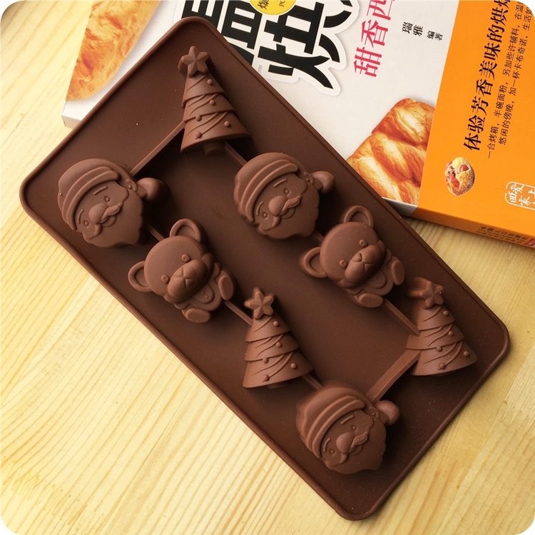 2 PCS Christmas Tree Santa Claus Chocolate Dessert Pastry Kitchen Baking Silicone Ice Lattice Mold