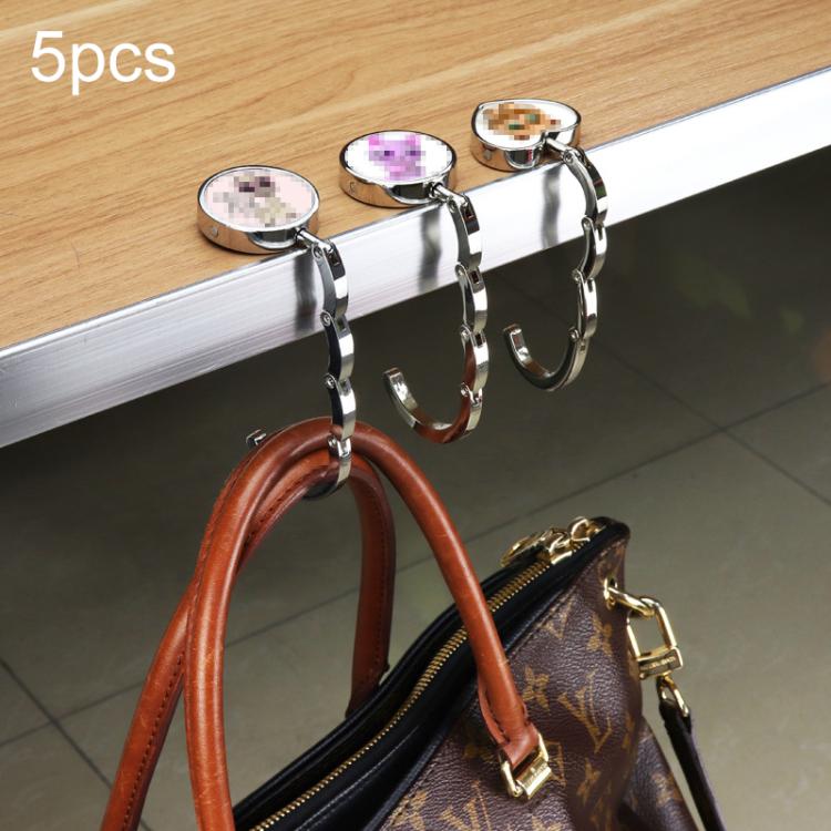 

5 PCS Round Folding Hook Bag Hanger, Length:10.1cm, Random Color Delivery