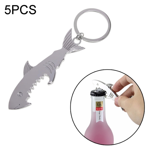 5 PCS Multifunktions-Haifischflaschenöffner-Schlüsselanhänger  Autoschlüsselanhänger, Größe: 13,5 x 3 cm
