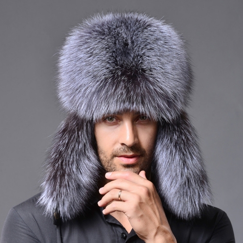 Cappelli da uomo LeiFeng con capelli di volpe di nuovo stile invernale, cappello di pelliccia invernale per persone anziane e medie, spesse e calde (grigio)