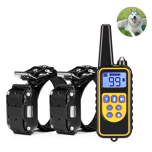 

880-2 800 Yards Rechargeable Remote Control Collar Dog Training Device Anti Barking Device(Black Black)