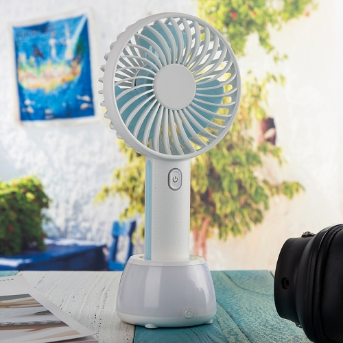 OCUBE D401 4W USB Charging Portable Handheld Electric Fan,  with 3 Speed Control & LED Light Base (Blue)