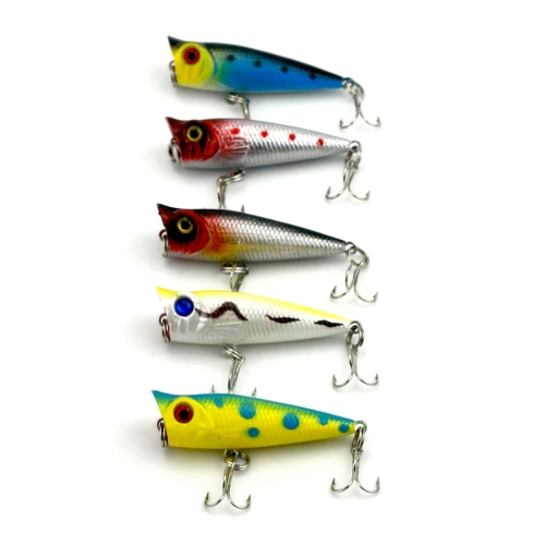 

HENGJIA Artificial Fishing Lures Popper Bionic Fishing Bait with Hooks, Length: 5 cm, Random Color Delivery