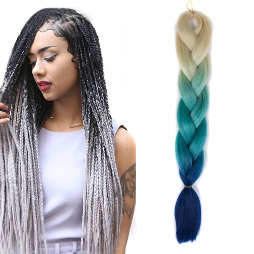 

Fashion Color Gradient Individual Braid Wigs Chemical Fiber Big Braids, Length: 60cm(26Beige Lake Blue Sapphire)